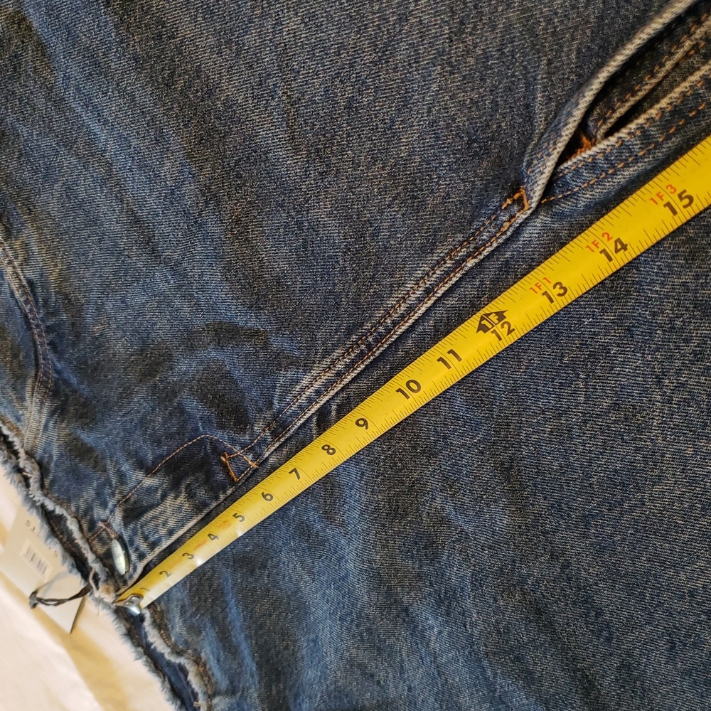 AllSaints NEW Skirt 'Cyra' Maxi Blue Denim Jean Frayed Waist Front & Back Slits - Picture 11 of 14